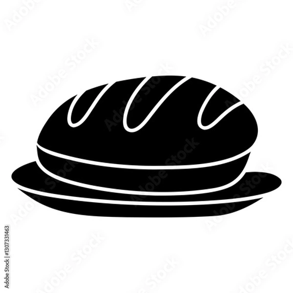 Obraz bread on plate glyph icon