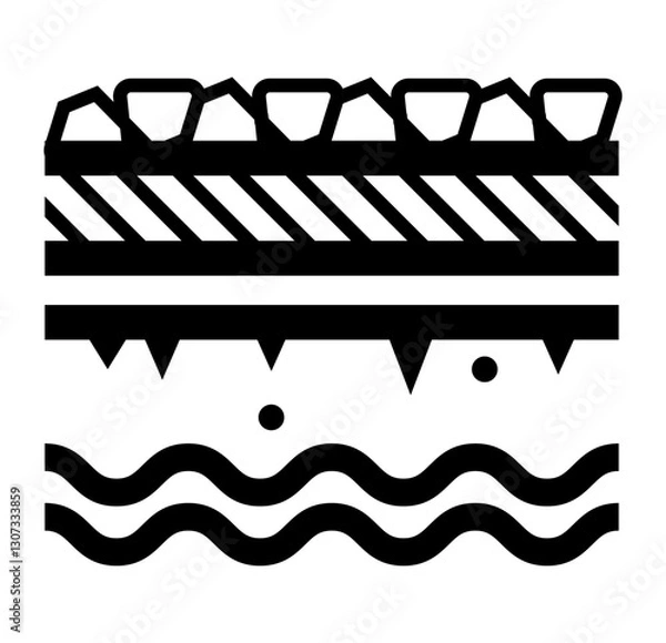 Obraz icon representing geological layers with minerals and water symbolizing groundwater natural filtration and earth science.