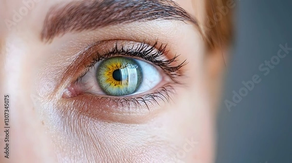 Obraz Futuristic close up view of a wearable AI powered device that projects a dynamic eye chart enabling real time vision tests and data analysis for advanced personalized optical healthcare solutions