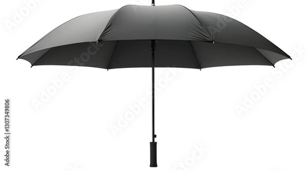 Fototapeta Black Umbrella Open and Isolated on a White Background