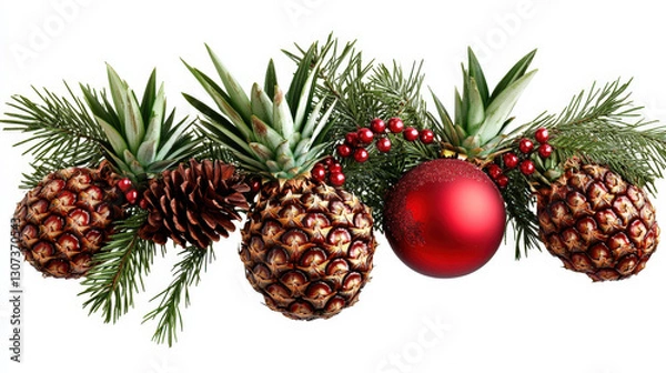 Fototapeta Fir branches and Christmas balls
