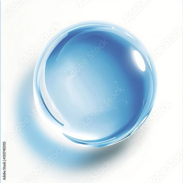 Fototapeta there is a blue glass ball with a reflection on the surface