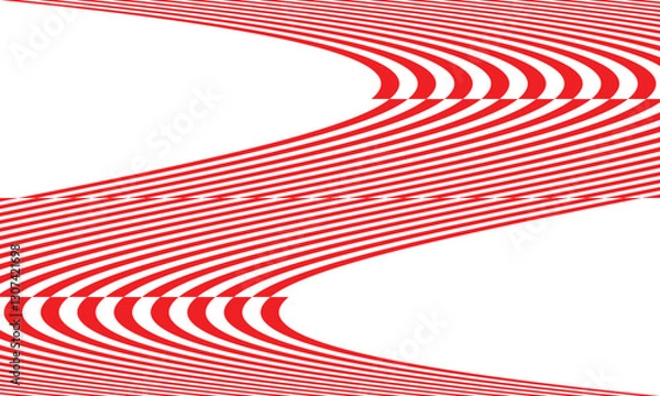 Fototapeta abstract trendy red white flowing flag pattern create a optical illusion perfect for background.