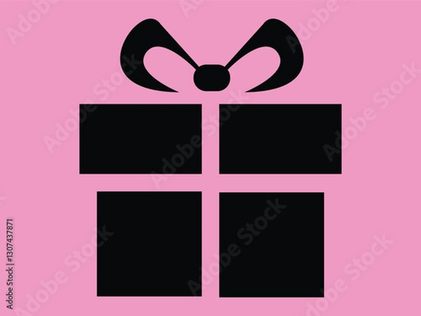 Obraz greeting card with pink bow and ribbon