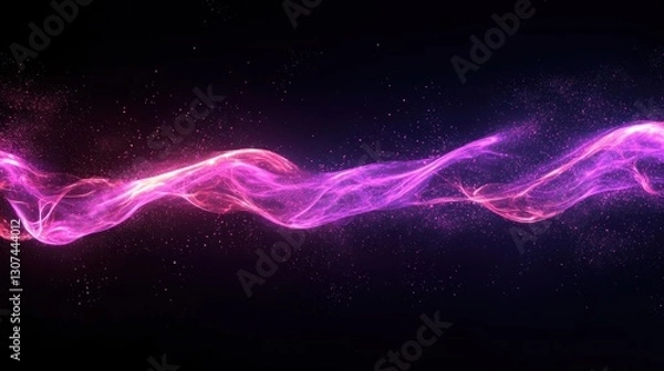 Fototapeta A glowing and flowing abstract wave of colored particles