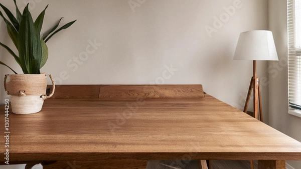 Fototapeta 木目の美しいテーブルのある部屋　