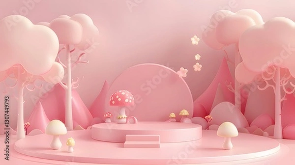 Obraz Pink fantasy product display stage