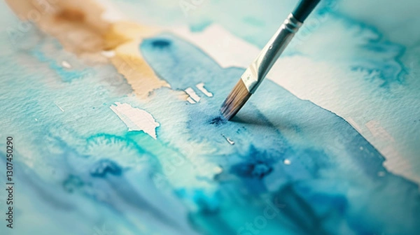 Fototapeta An abstract watercolor masterpiece comes to life with a painter's touch.