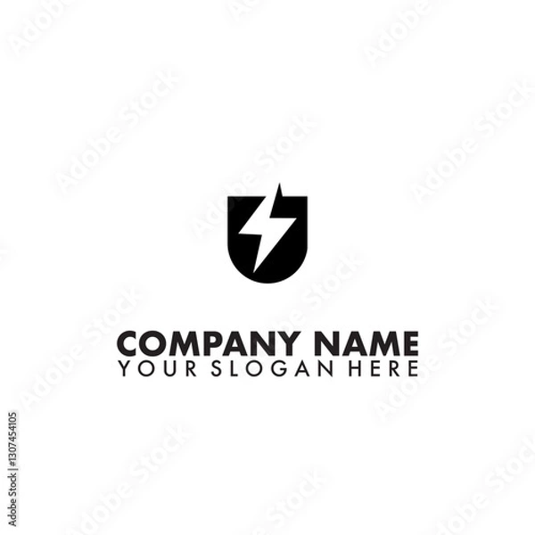 Obraz shield symbol with lightning bolt logo vector