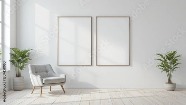 Fototapeta Modern Room with Empty Frames