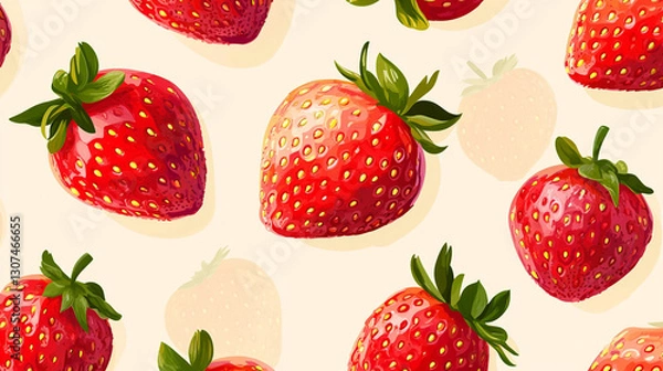 Fototapeta seamless pattern with strawberries