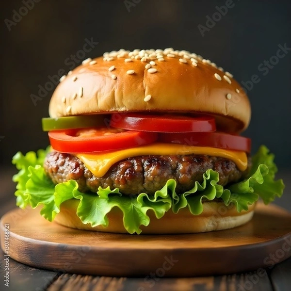 Fototapeta hamburger on a black background