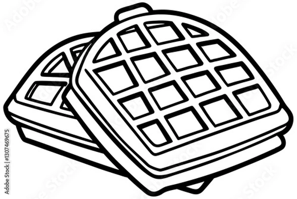 Obraz Abstract Line Art of Waffle Maker – Breakfast Appliance Vector

