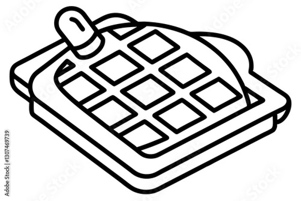 Obraz Abstract Line Art of Waffle Maker – Breakfast Appliance Vector

