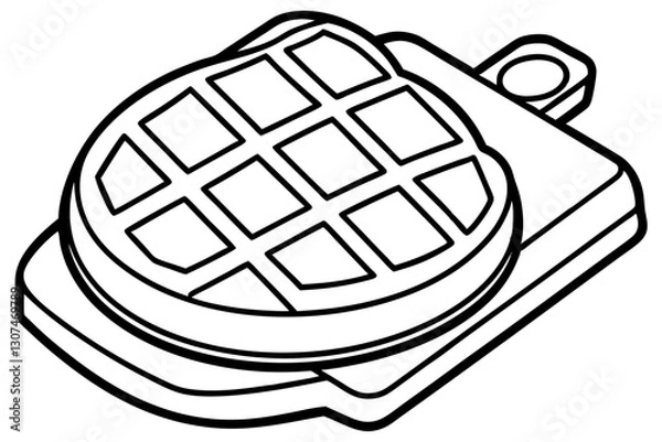 Obraz Abstract Line Art of Waffle Maker – Breakfast Appliance Vector

