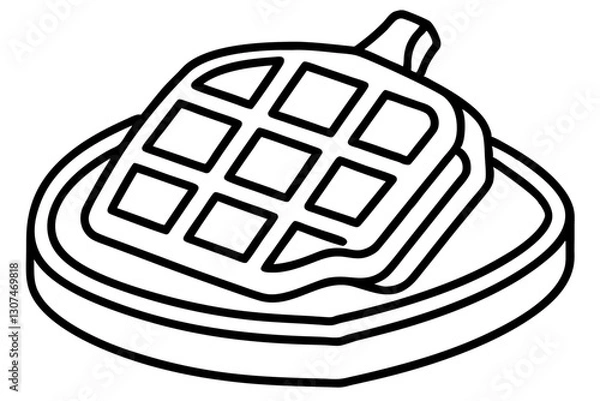 Obraz Abstract Line Art of Waffle Maker – Breakfast Appliance Vector

