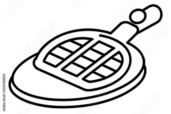Obraz Abstract Line Art of Waffle Maker – Breakfast Appliance Vector

