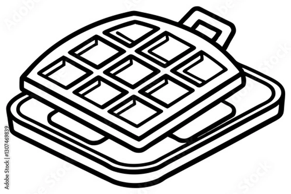 Obraz Abstract Line Art of Waffle Maker – Breakfast Appliance Vector

