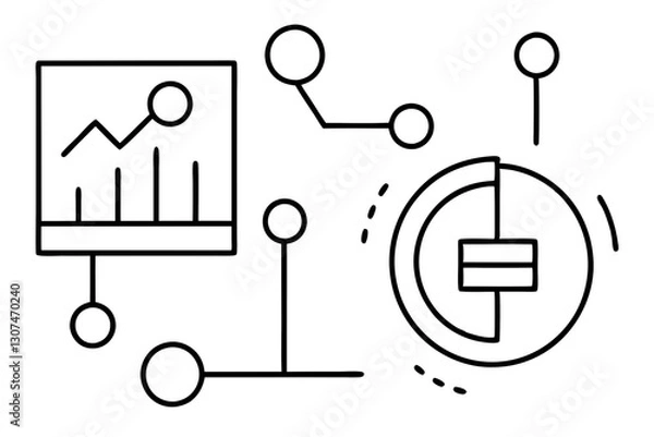 Obraz Abstract Outline Icons for Data, Analytics, and Digital Concepts

