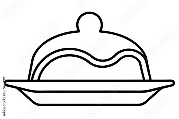 Obraz Abstract Outline of Butter Dish for Breakfast Illustrations

