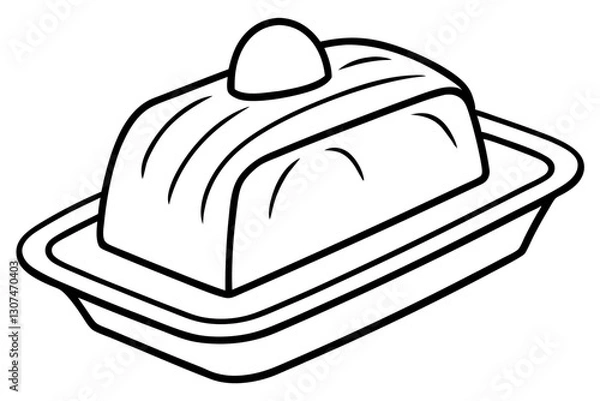 Obraz Abstract Outline of Butter Dish for Breakfast Illustrations

