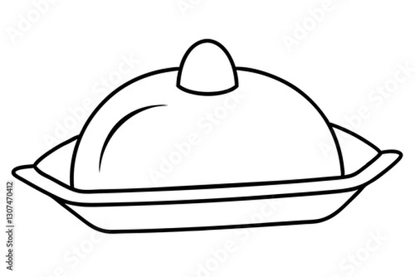 Obraz Abstract Outline of Butter Dish for Breakfast Illustrations

