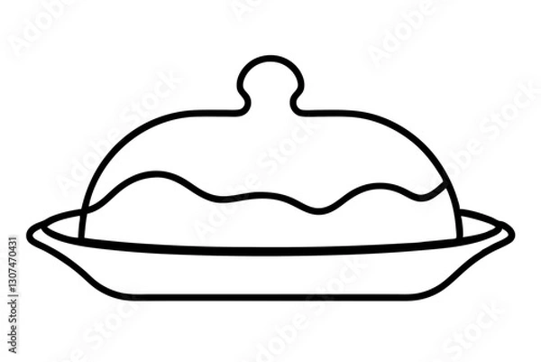 Obraz Abstract Outline of Butter Dish for Breakfast Illustrations

