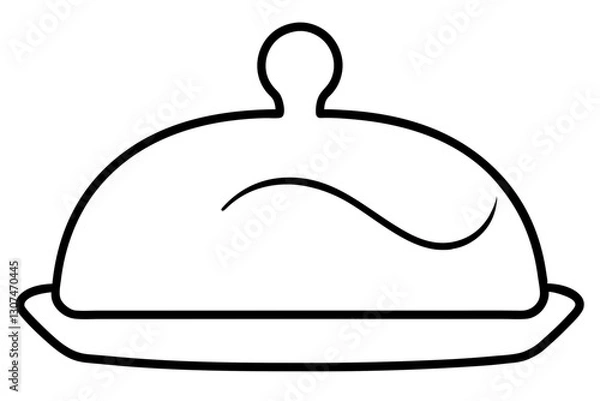 Obraz Abstract Outline of Butter Dish for Breakfast Illustrations

