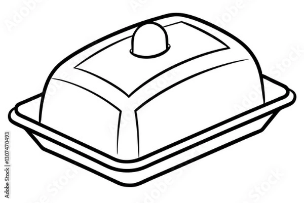 Obraz Abstract Outline of Butter Dish for Breakfast Illustrations

