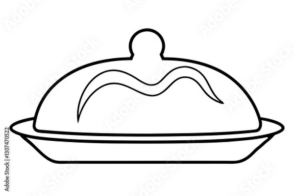 Obraz Abstract Outline of Butter Dish for Breakfast Illustrations

