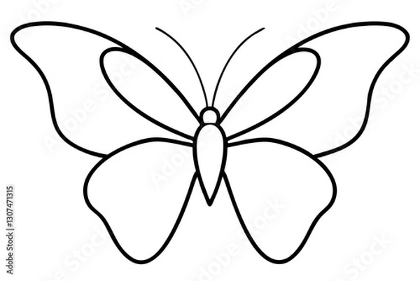 Fototapeta "Delicate Line Drawing of a Butterfly for Nature and Art Designs"


