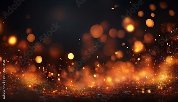 Obraz fire embers bokeh dots on black background
