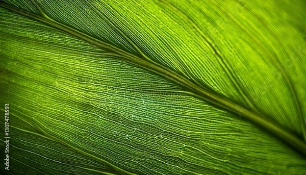 Obraz extreme close up macro shot of a plants intricate veins magnified to show their glowing texture the translucent green surface reveals fine details with light creating the il