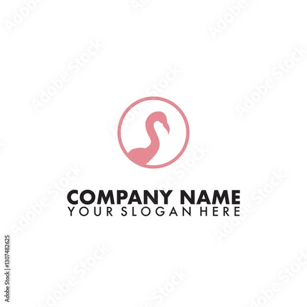 Fototapeta Flamingo on circle Logo vector 