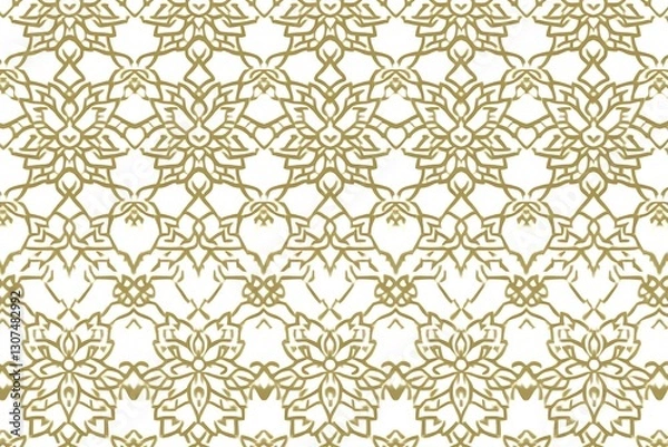 Fototapeta Luxe gilded symmetrical ornament pattern on a white background