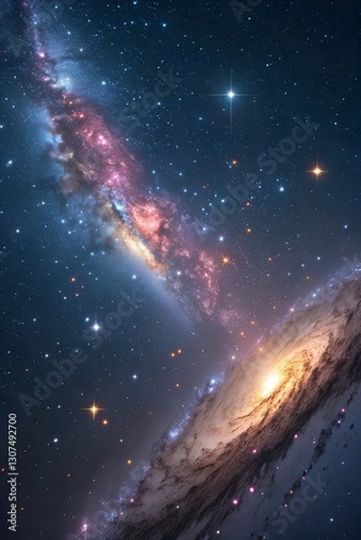 Obraz Deep Black Galaxy – Vibrant Cosmic Expanse with Twinkling Stars