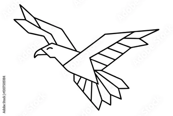 Obraz "Geometric Eagle Outline Vector - Stylized Soaring Bird Illustration"


