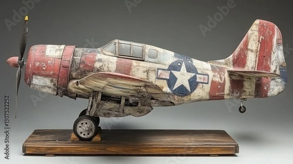Fototapeta Worn Warplane Model on Display
