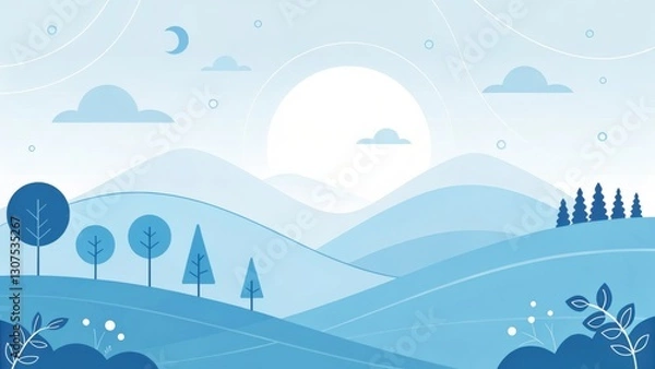 Fototapeta an abstract illustration of a serene landscape with a soft color palette that evoke a sense of calm and tranquility 