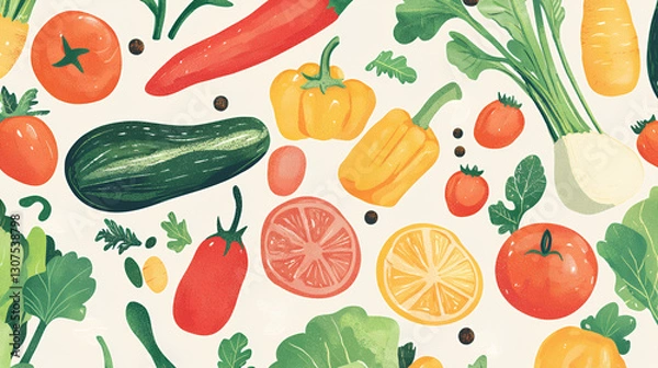 Fototapeta seamless pattern with vegetables