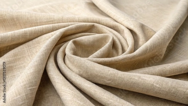 Fototapeta a close-up studio shot of beige textile fabric with delicate textures creating soft folds 