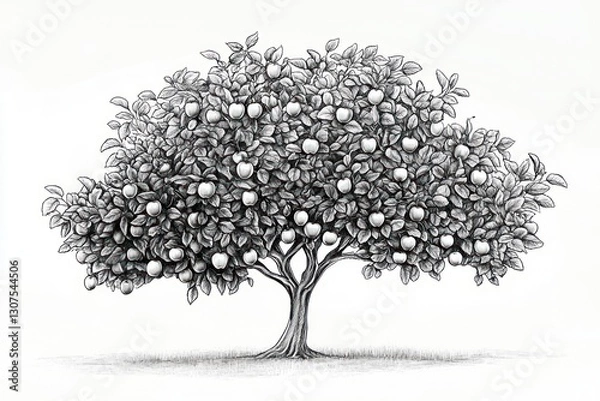 Obraz Detailed Apple Tree Drawing