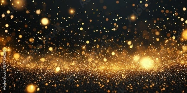 Fototapeta Shimmering particles create a magical atmosphere during a festive evening celebration