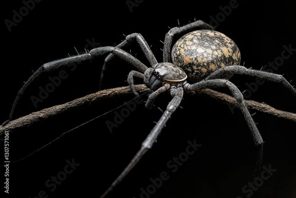 Fototapeta Silver Orb Spider - Patient Arachnid Monitoring Web in Macro Close-up