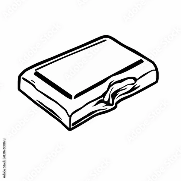 Fototapeta  black outline vector of a chocolate bar with a bitten-off corner and smooth texture