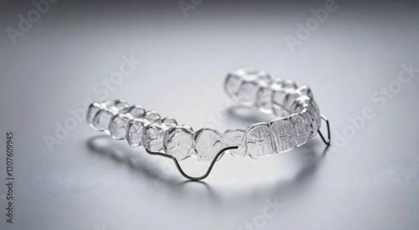Obraz Clear orthodontic retainer for teeth alignment on gray background