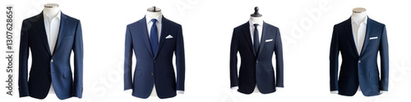 Obraz Set of a navy blue blazer on a white mannequin isolated on transparent background