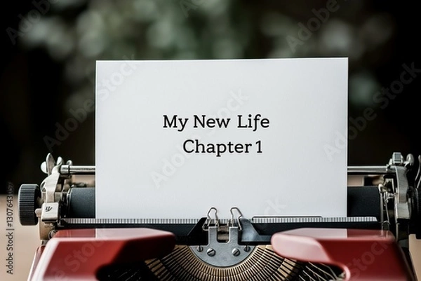Fototapeta Typewriter with "My new life chapter 1" page inserted in retro setting