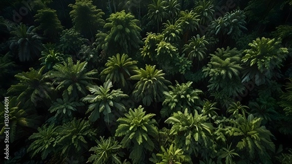 Fototapeta Lush Tropical Jungle Canopy - Aerial View of Vibrant Greenery