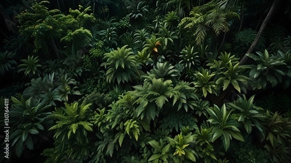 Fototapeta Lush Tropical Jungle Canopy - Aerial View of Vibrant Greenery